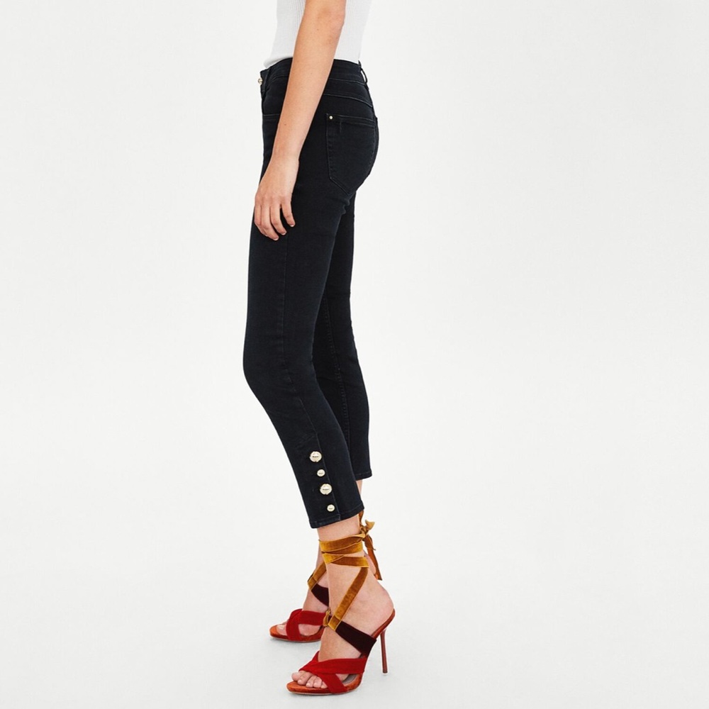 Zara gold embellished black jeans